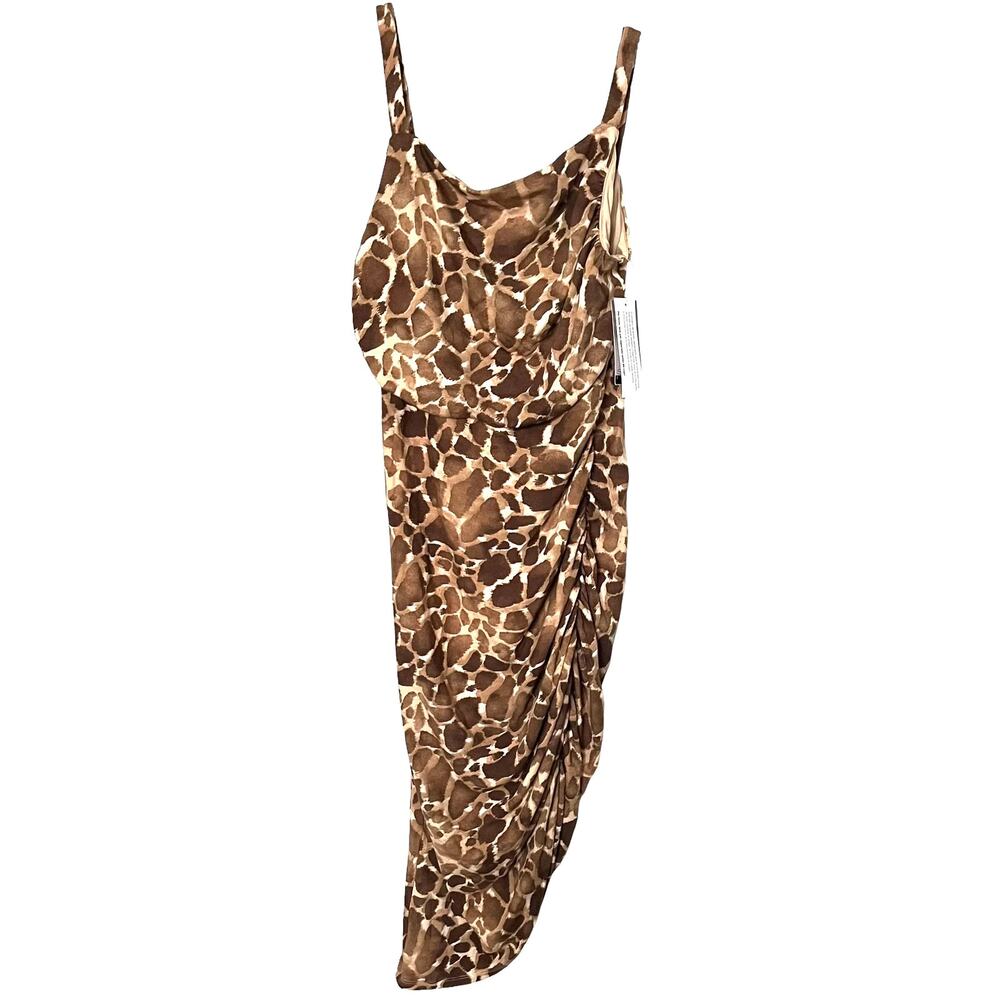 SOPHIA VEGARA MAXI BODY CON EMPIRE WAIST DRESS, WOMENS, M, BROWN BEIGE LEOPARD